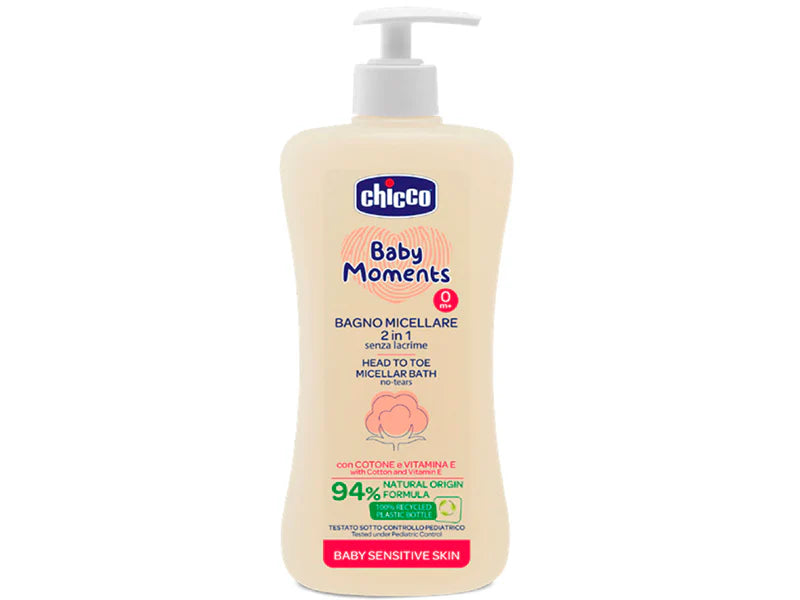 Chicco Baby Moments Sensitive Gel de duș și șampon micelar 2în1 500 ml-Chicco