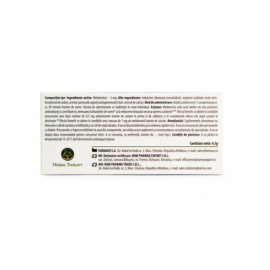 Melatonină 3 mg, 30 comprimate – Somn odihnitor | Herbal Therapy