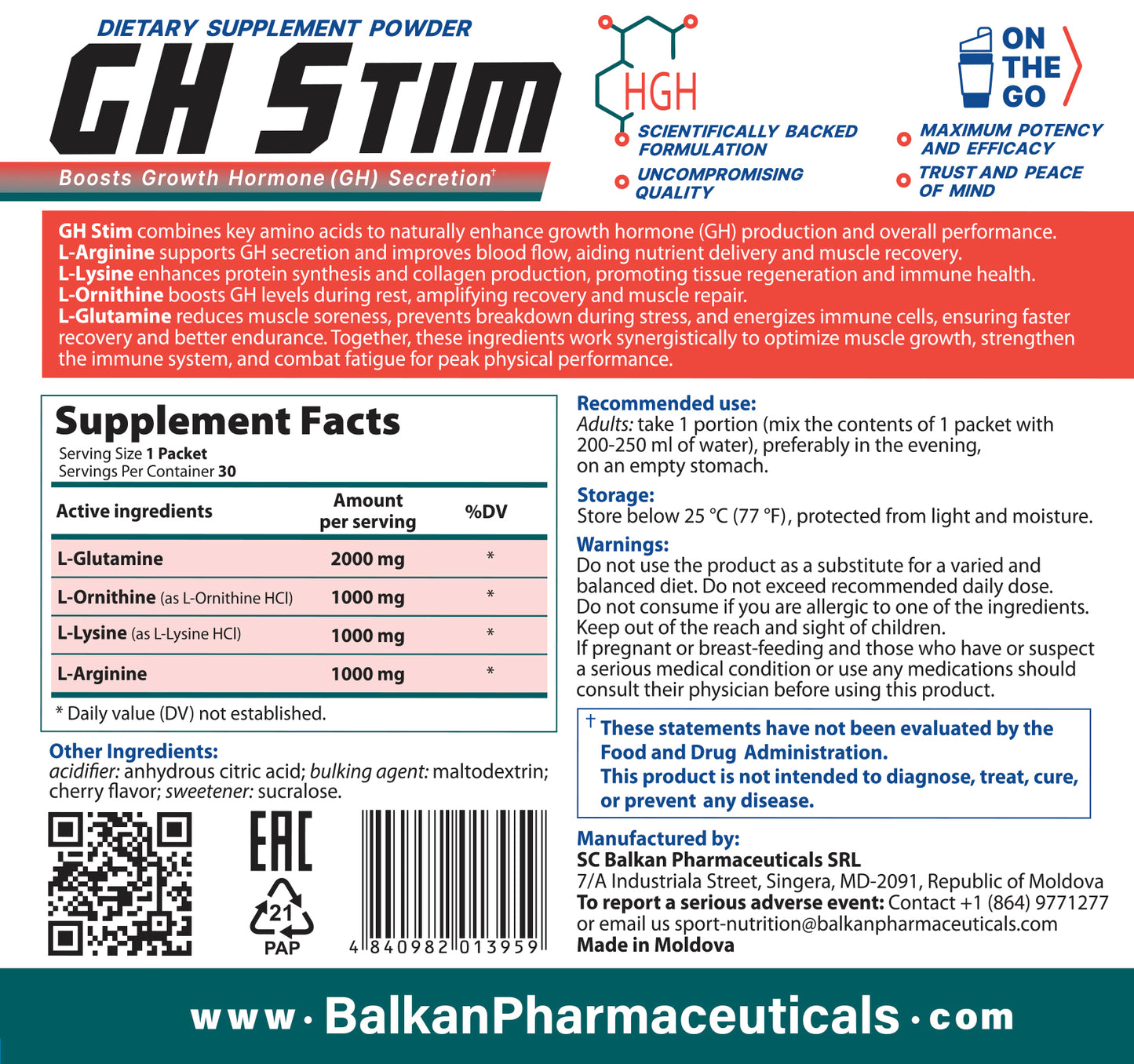 GH Stim BP – Suport pentru Hormonul de Creștere, Regenerare și Masă Musculară