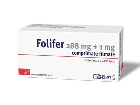 Folifer 288mg + 1mg comprimate filmate  BIAL Portela