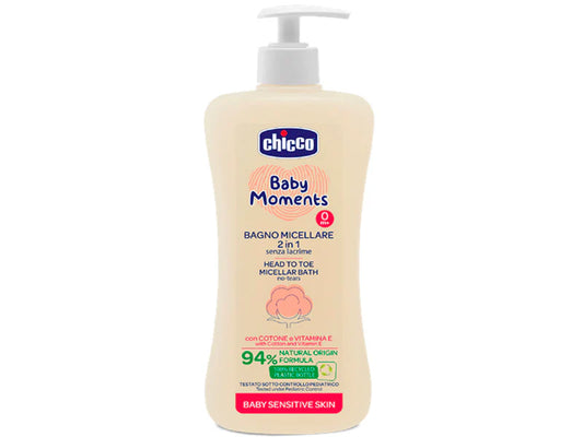 Chicco Baby Moments Sensitive Gel de duș și șampon micelar 2în1 500 ml-Chicco