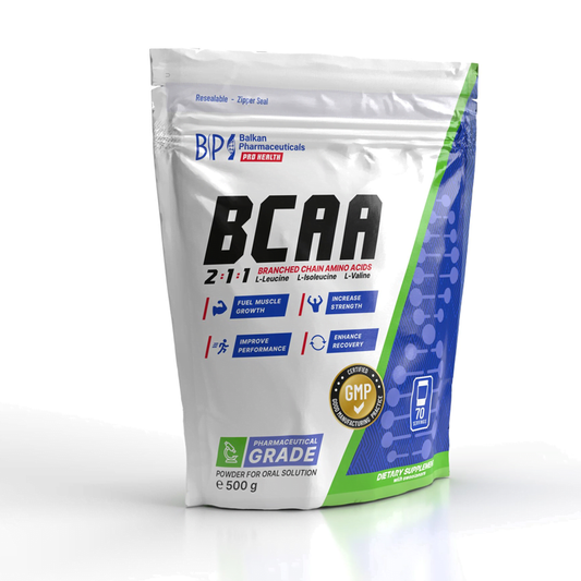 BCAA BP 2:1:1 Pulbere 500 g – Susținere Masă Musculară, Energie și Recuperare