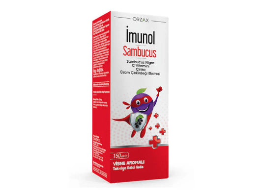 Imunol Sambucus sirop 150 ml (Sambucus Nigra, Vitamina C 200 mg, Extract din semințe de struguri, Zinc)-Orzaks