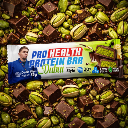 Baton Proteic Dubai Pistachio Crunch, 50 g – Gust Premium cu Fistic și Ciocolată